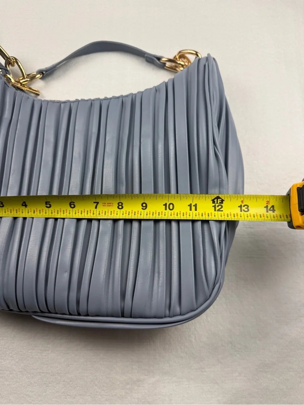 Cato Blue Gray Pleated Hobo Bag Gold Chain Shoulder Purse